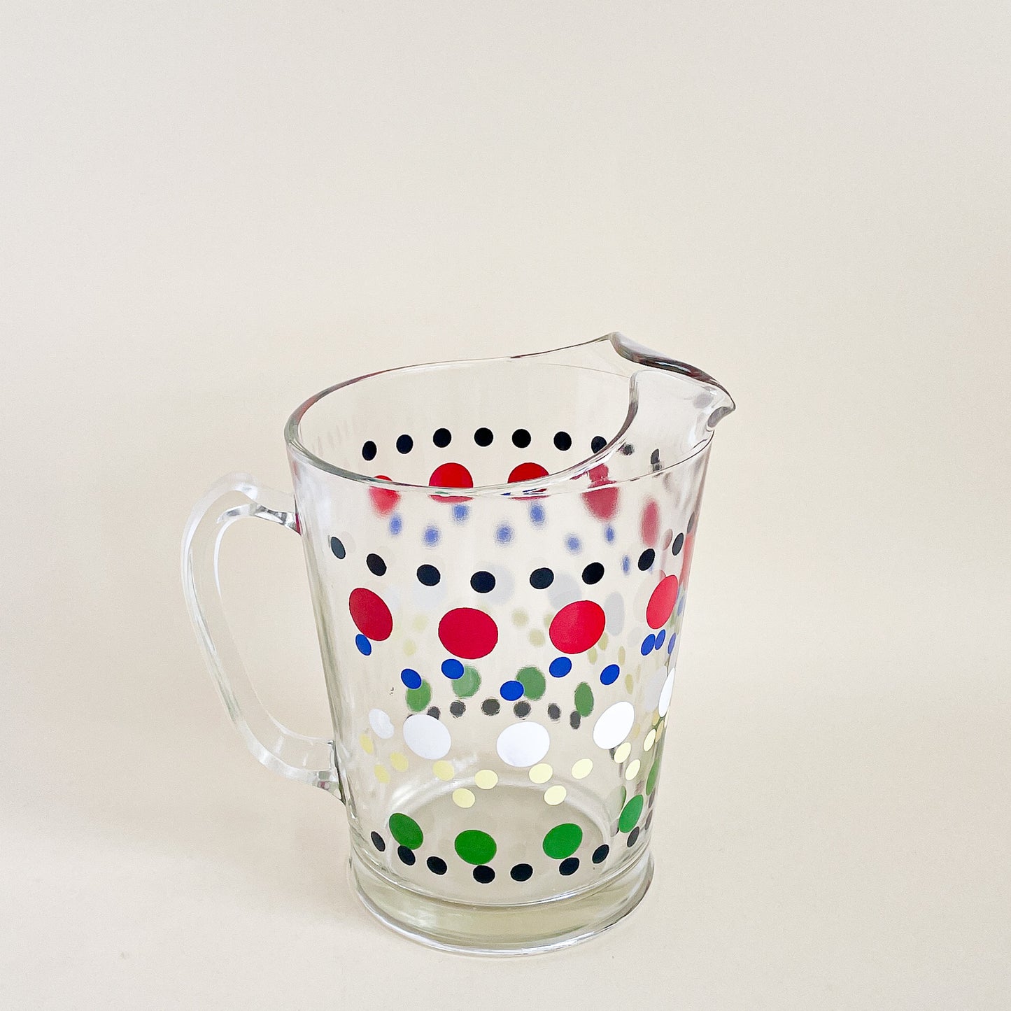 Mid Century Hazel Atlas Polka Dot Glass Pitcher