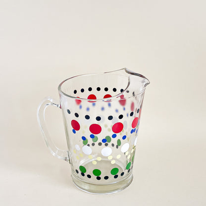 Mid Century Hazel Atlas Polka Dot Glass Pitcher