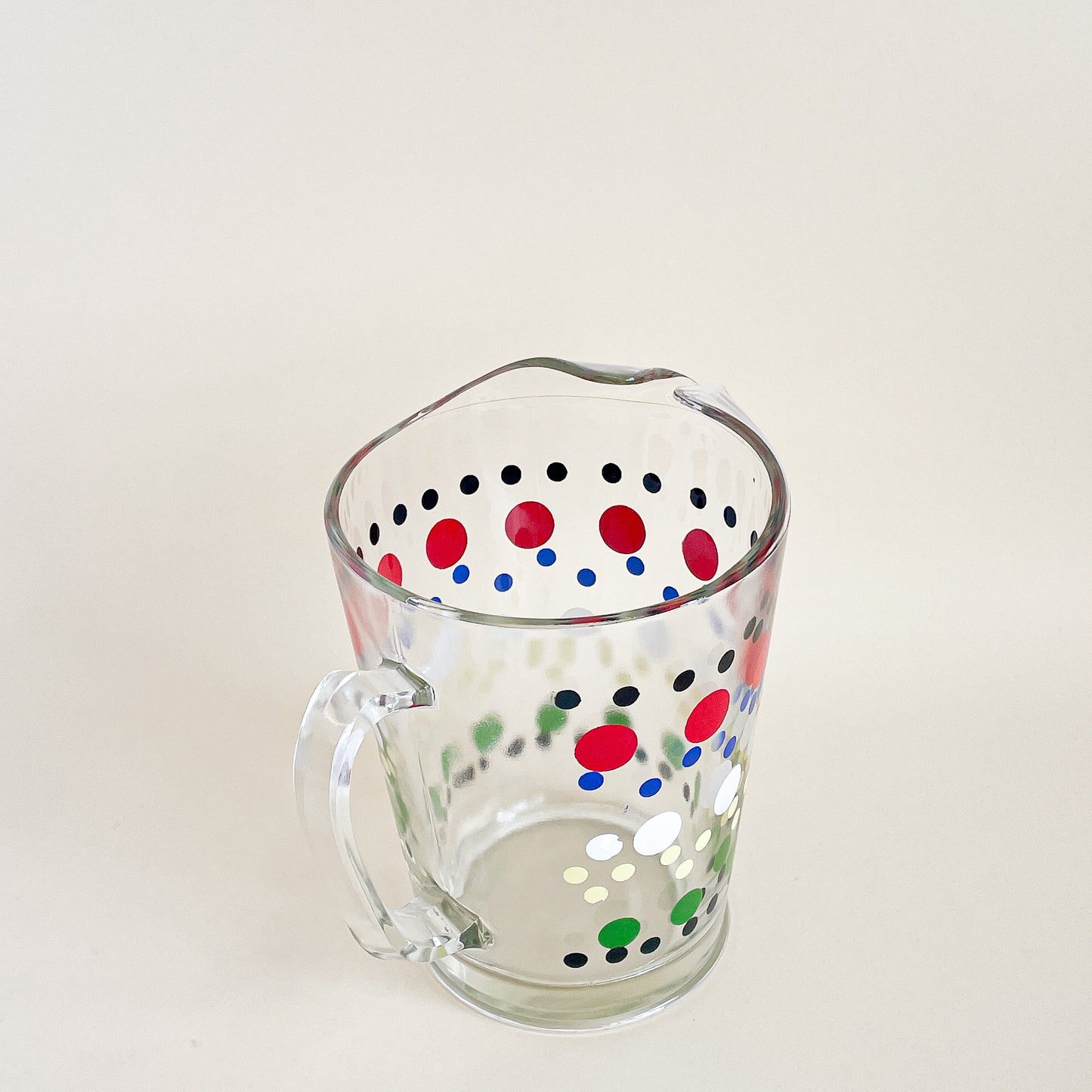 Mid Century Hazel Atlas Polka Dot Glass Pitcher