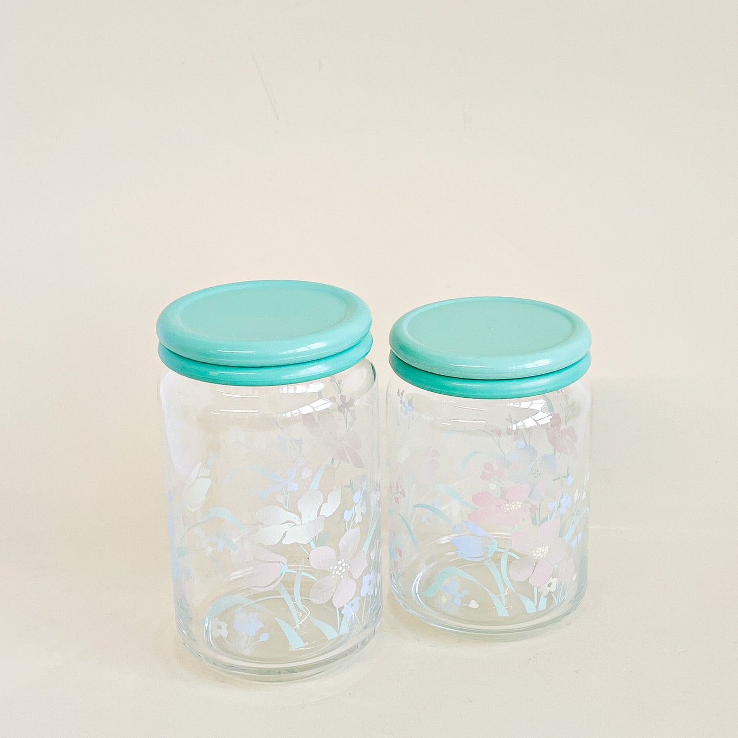 Mint flower jars duo