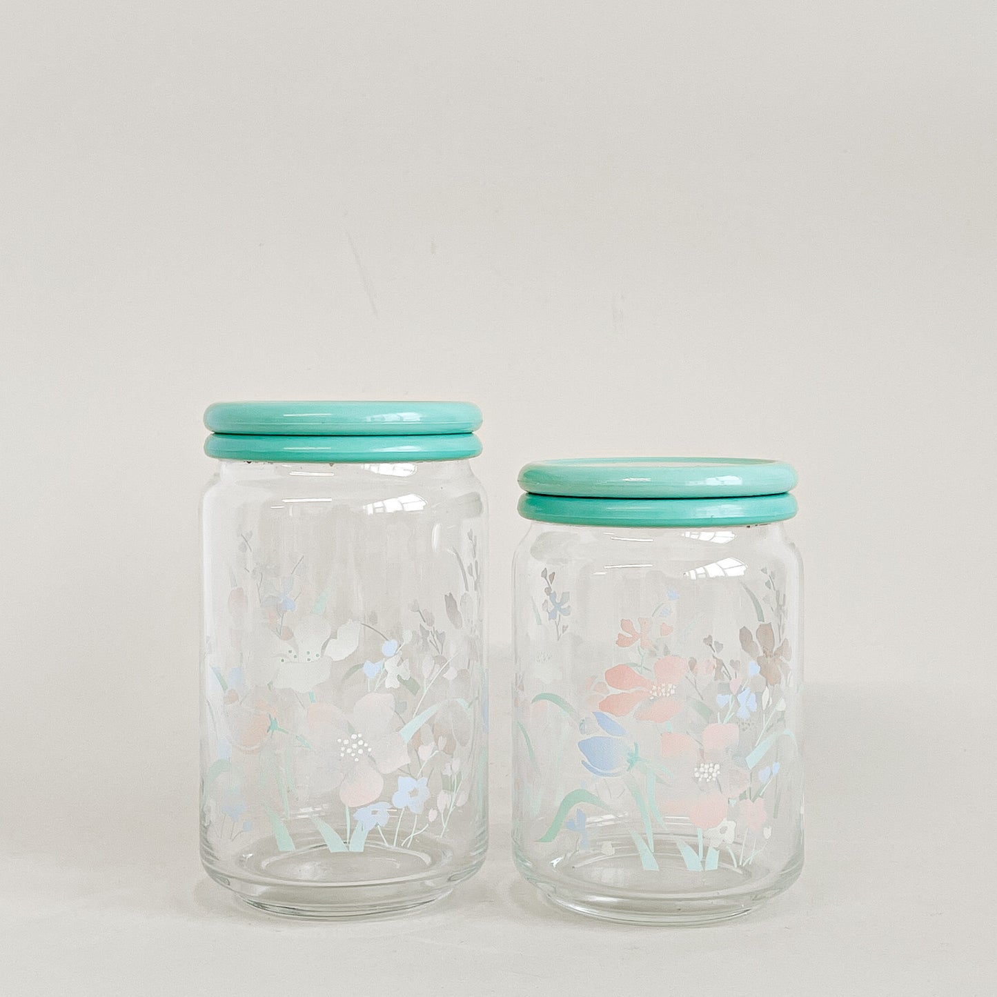 Mint flower jars duo