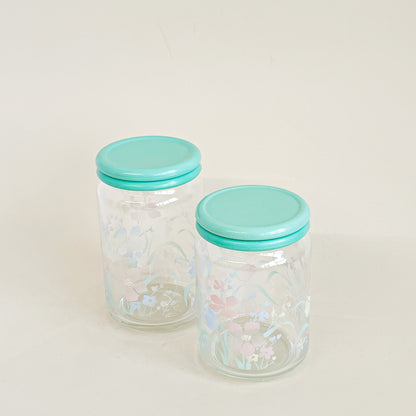 Mint flower jars duo