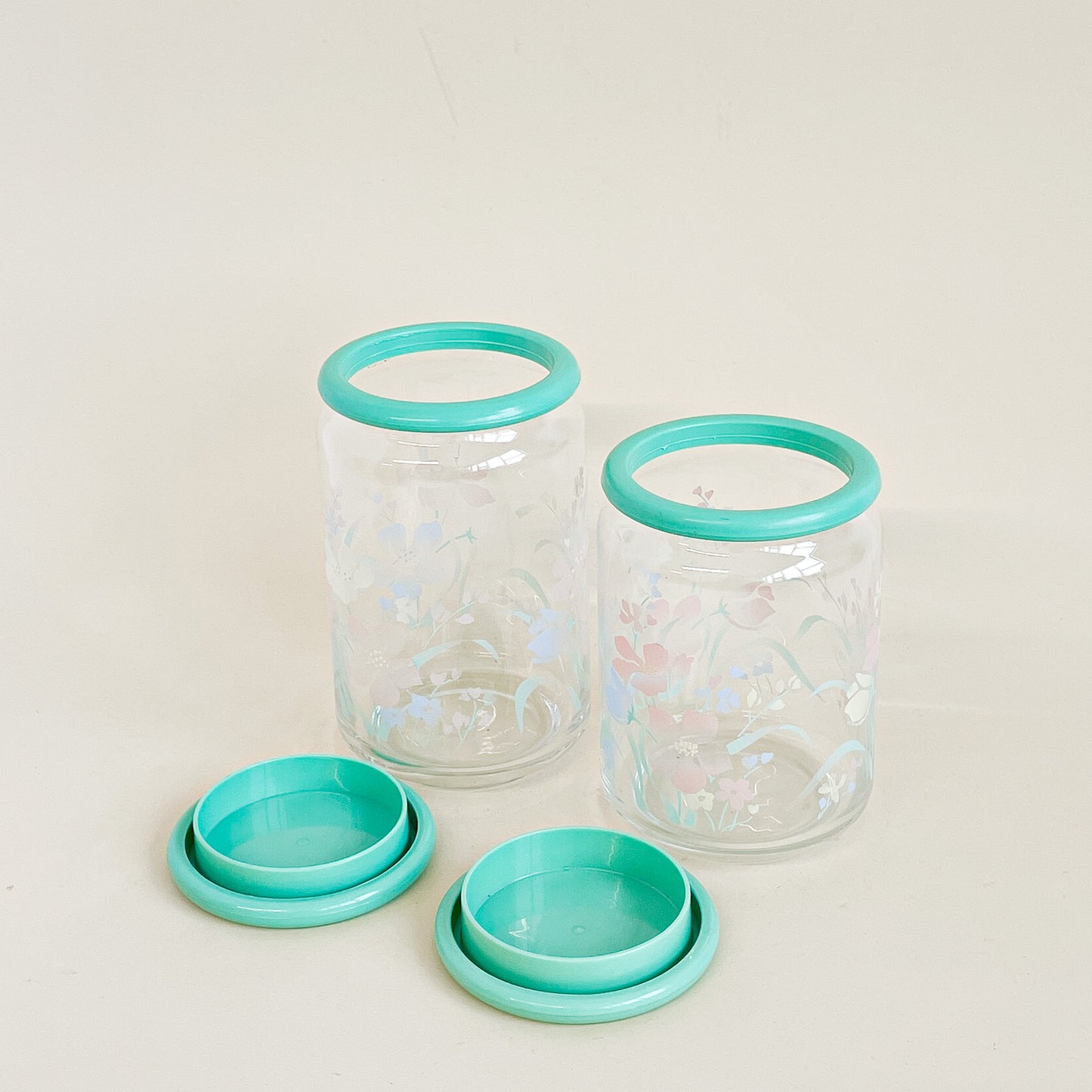 Mint flower jars duo