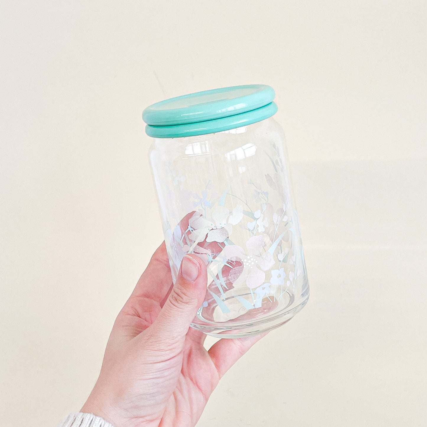 Mint flower jars duo