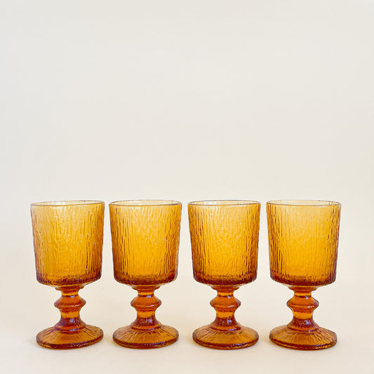 Small Ravenhead Siesta amber stemmed glasses