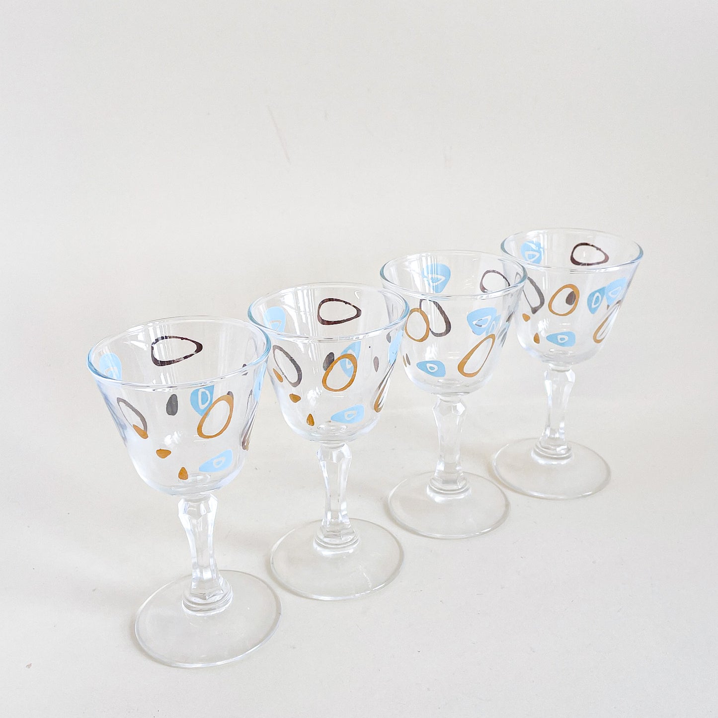  Federal Glass 1950s Amoeba stem glassware