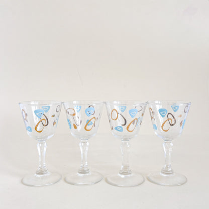  Federal Glass 1950s Amoeba stem glassware