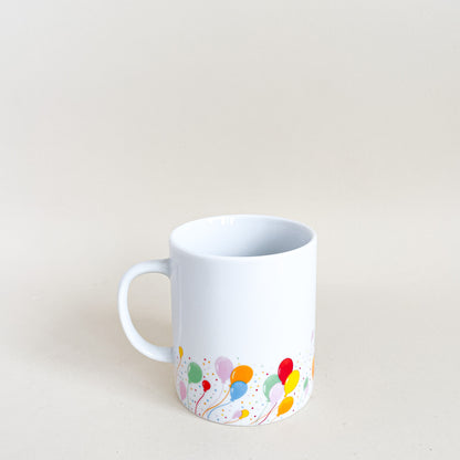 Party balloons mug