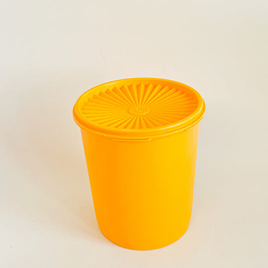 Mustard yellow Tupperware Servalier container