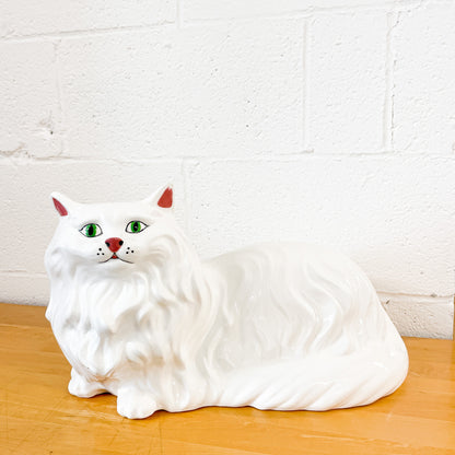 Large white ceramic cat