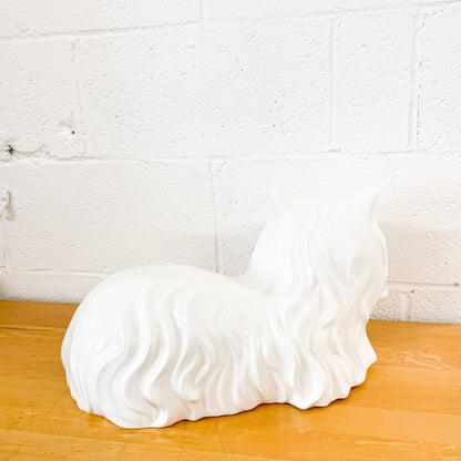 Large white ceramic cat