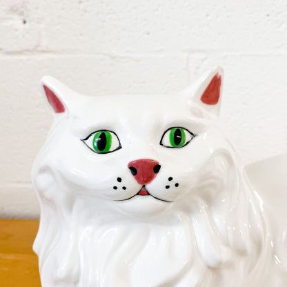 Large white ceramic cat