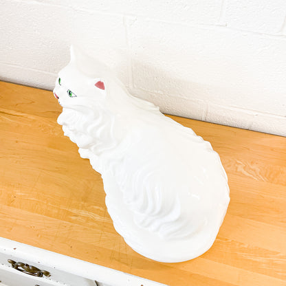 Large white ceramic cat