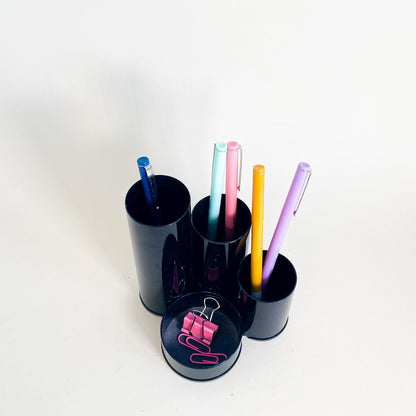 Black tubular pencil holder