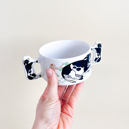 Double handles large cow mug