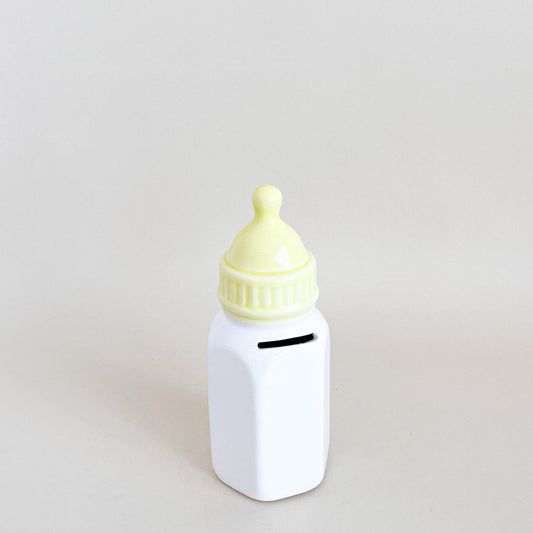 Ceramic baby bottle piggy bank 