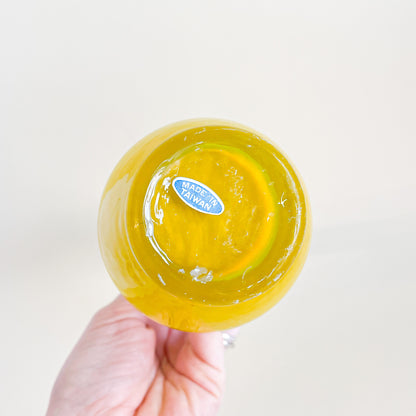 Grand soliflore en verre soufflé jaune