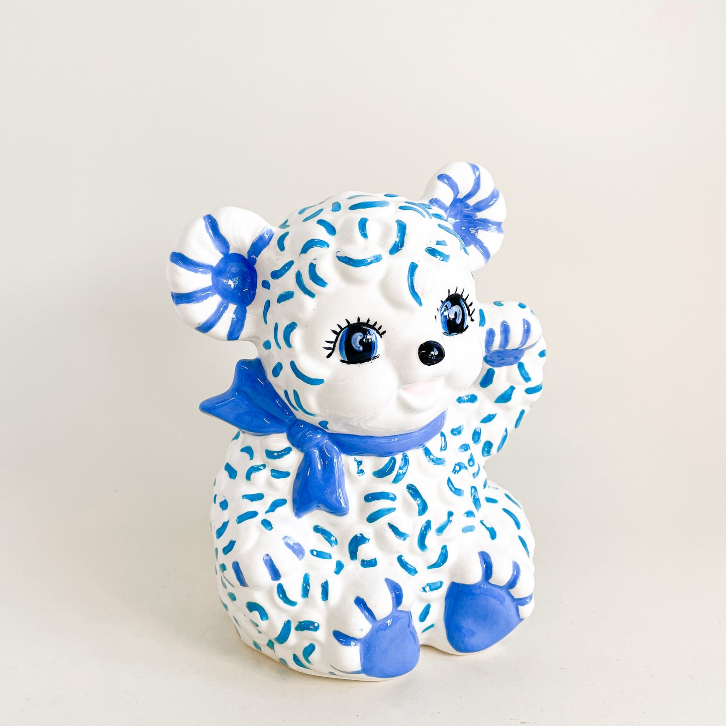 White and blue sheep piggy bank