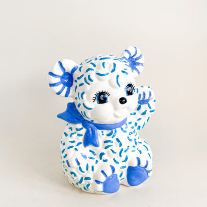 White and blue sheep piggy bank