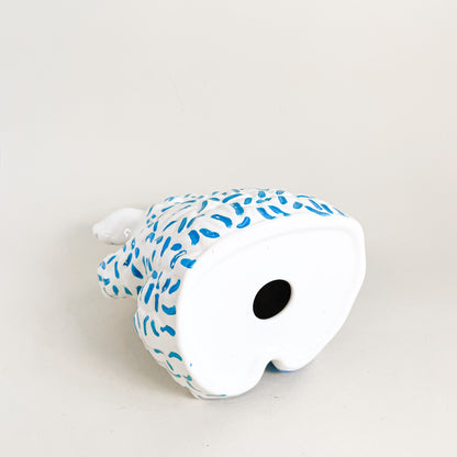 White and blue sheep piggy bank