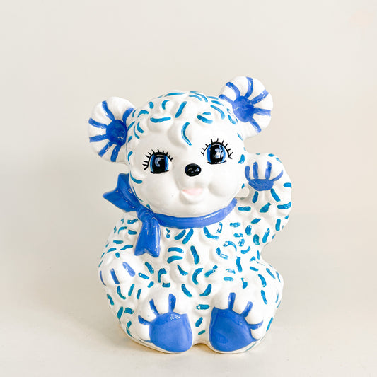 White and blue sheep piggy bank