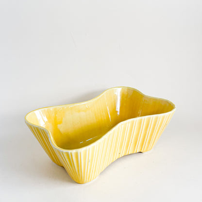 USA yellow ceramic wavy planter