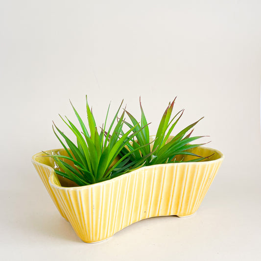 USA yellow ceramic wavy planter