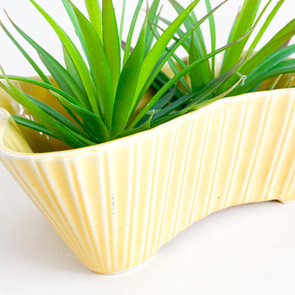 USA yellow ceramic wavy planter