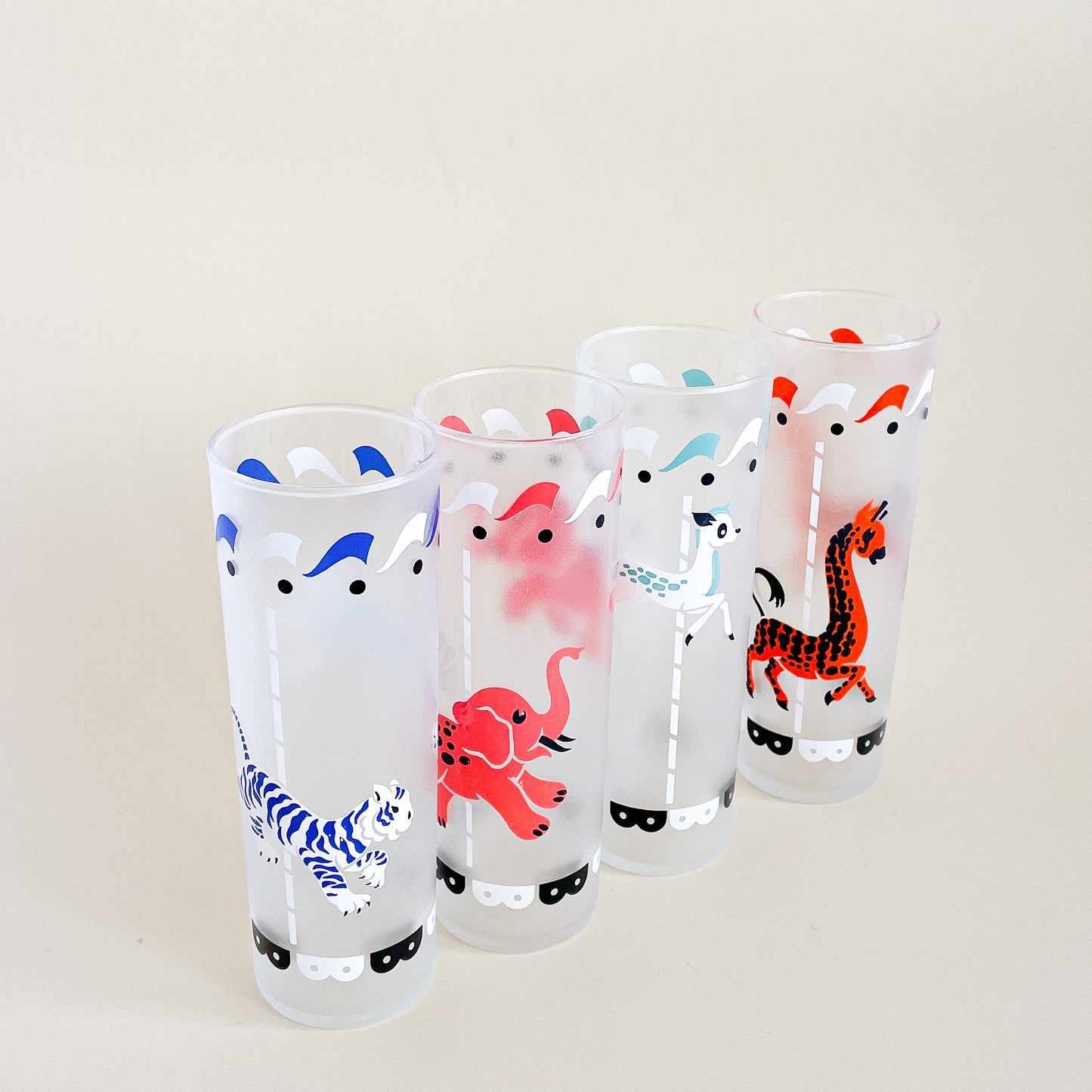 Libbey Merry-go-round frosted highball tumblers