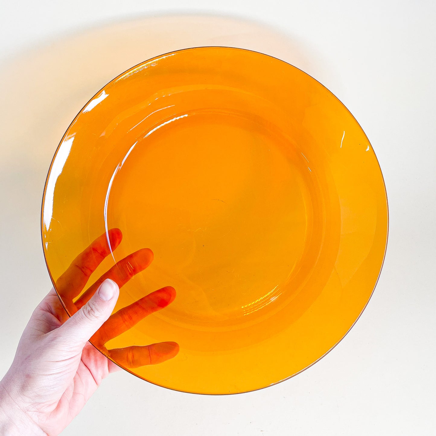 Large amber Duralex deep plate