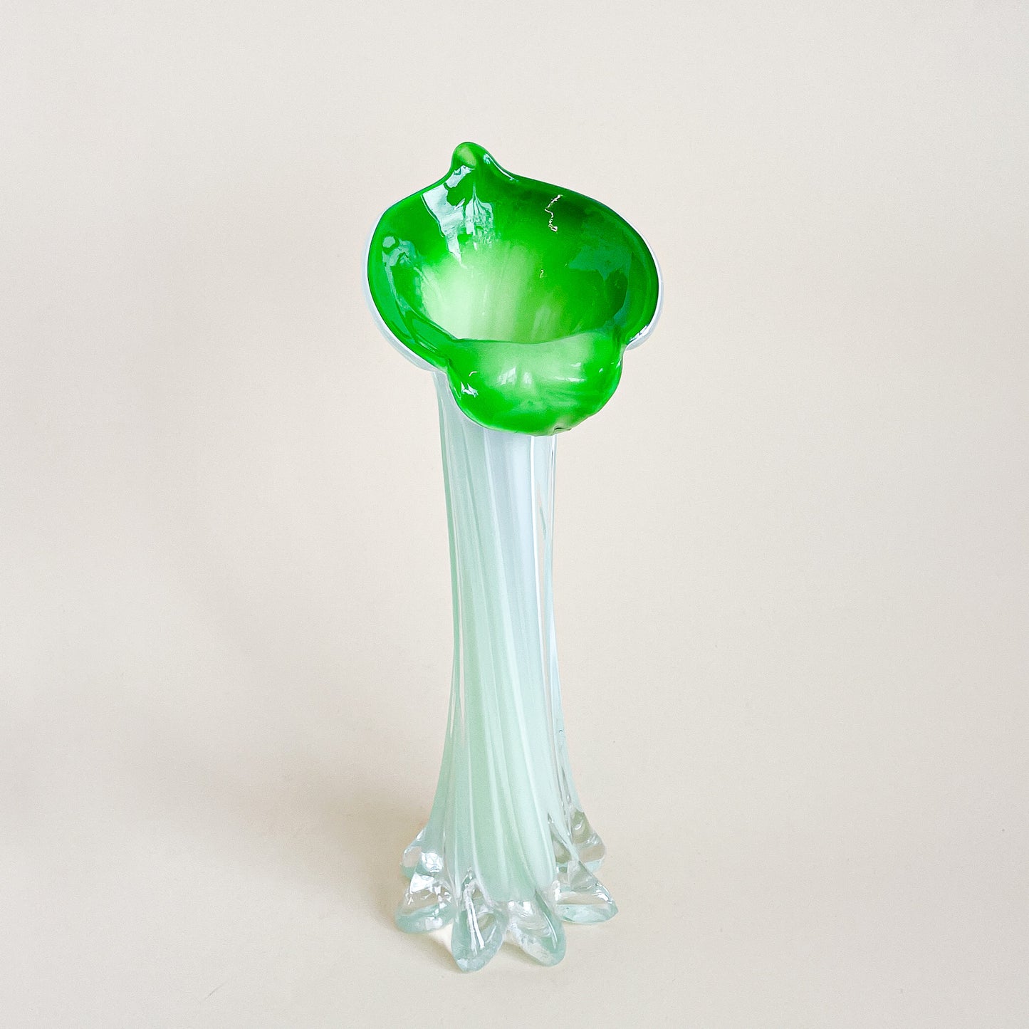 Green blown glass vase