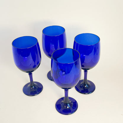 Libbey cobalt blue wine glasses set