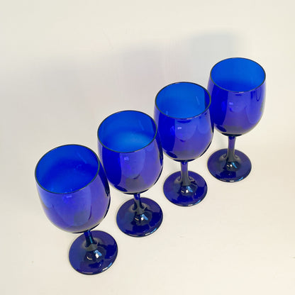 Libbey cobalt blue wine glasses set