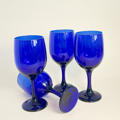 Libbey cobalt blue wine glasses set