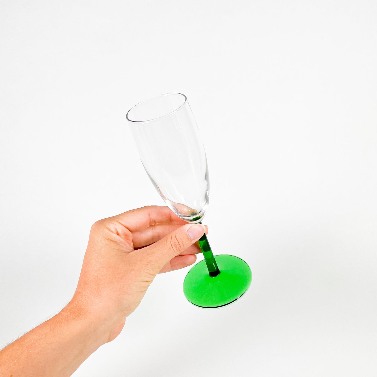 Green champagne flutes duo