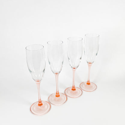 Pink champagne flutes duo