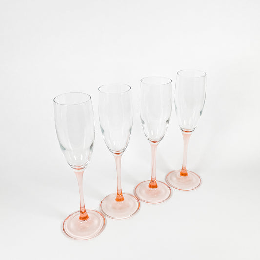 Pink champagne flutes duo