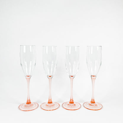 Pink champagne flutes duo