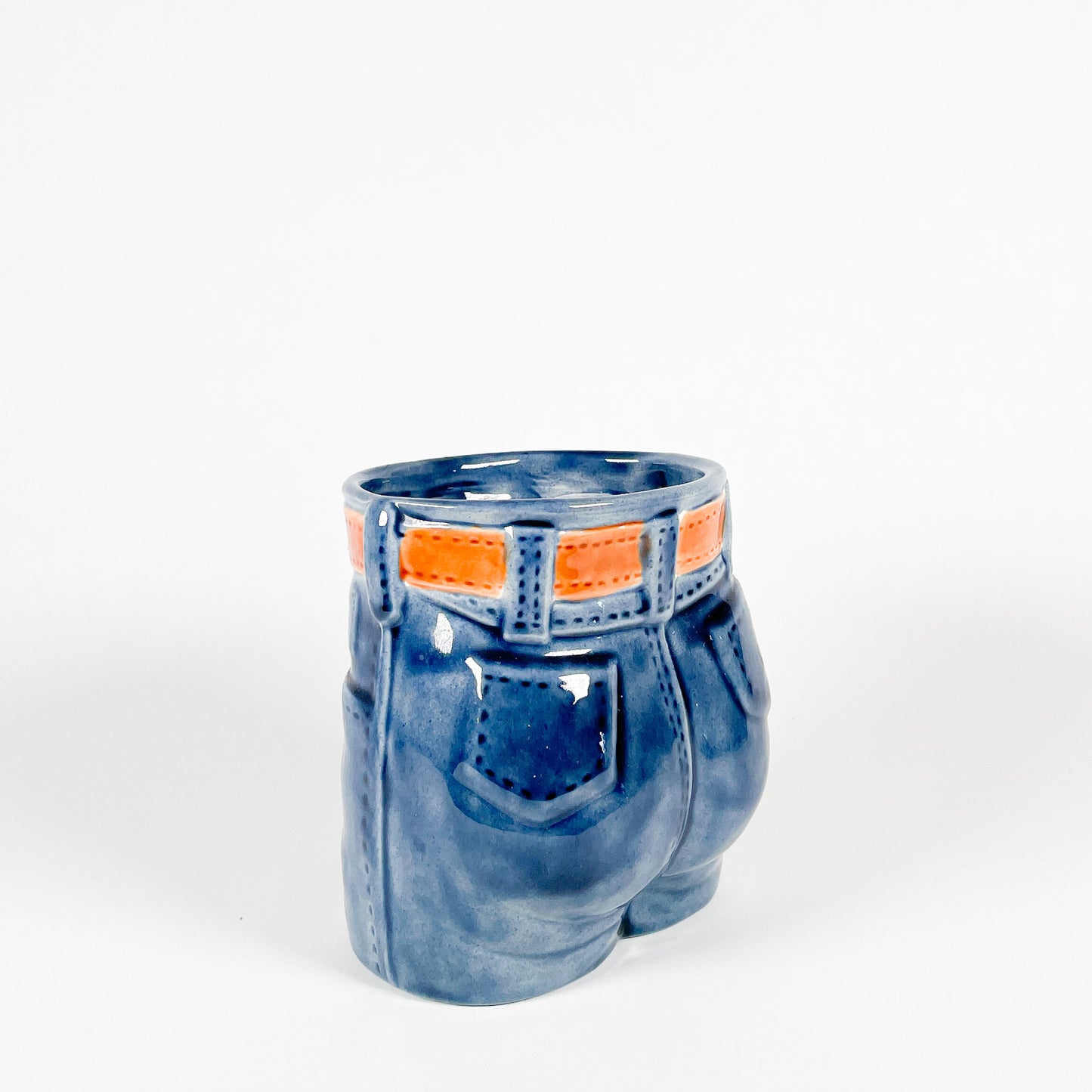 Floral jeans ceramic pot