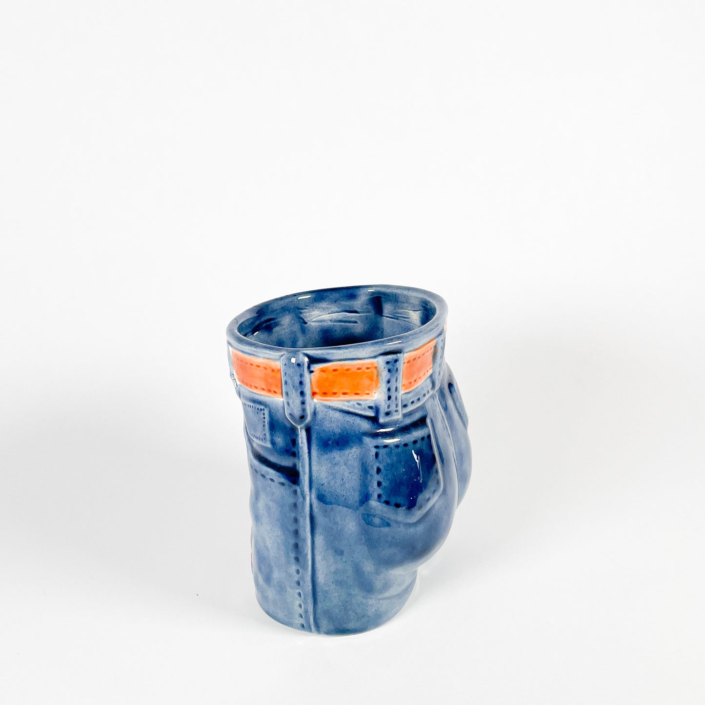 Floral jeans ceramic pot