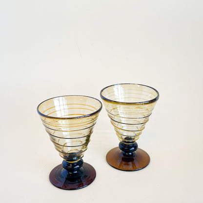 Amber glass dessert cups duo