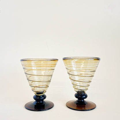 Amber glass dessert cups duo