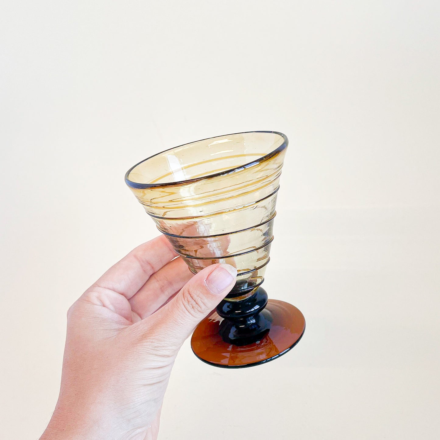 Amber glass dessert cups duo