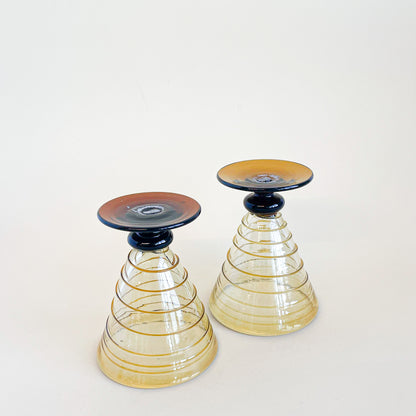 Amber glass dessert cups duo