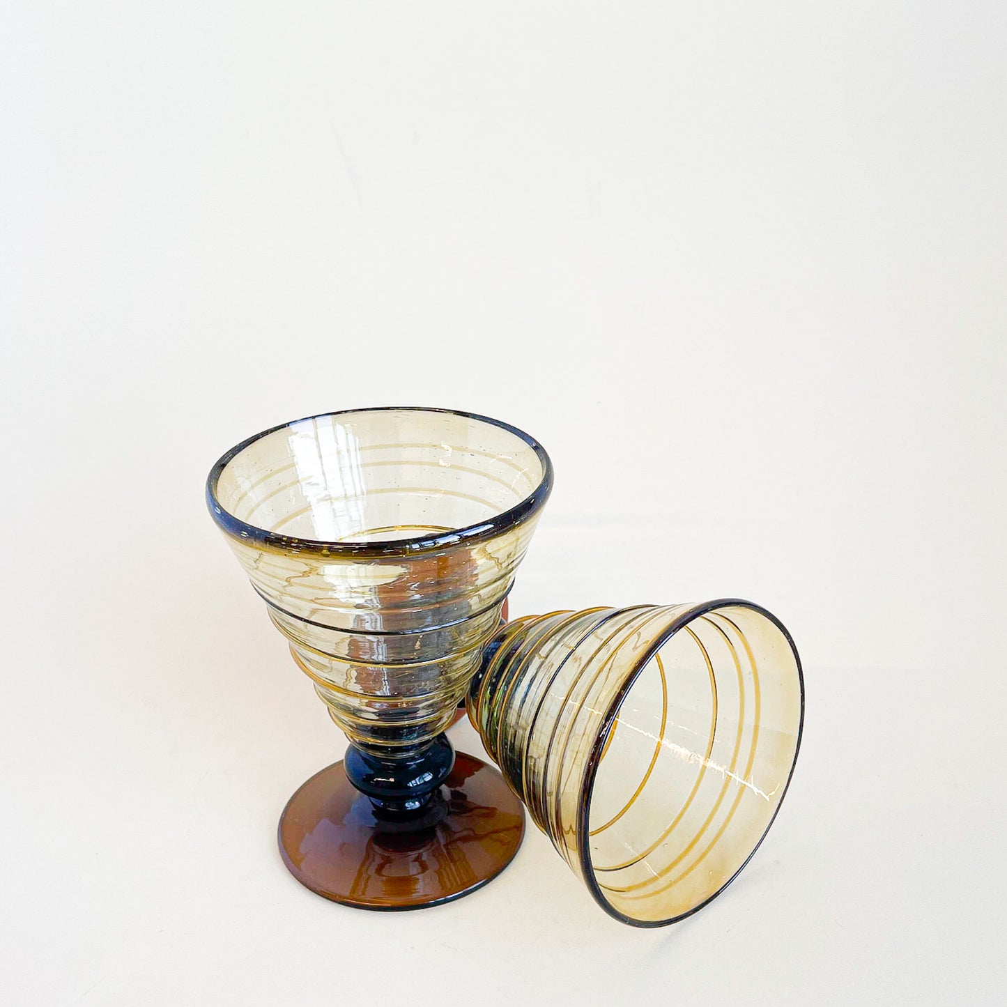 Amber glass dessert cups duo