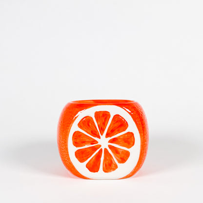 Small orange ceramic pot