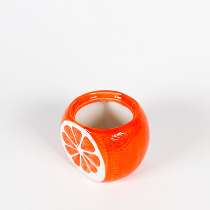 Small orange ceramic pot