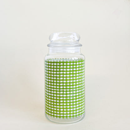 Large green checkered jar