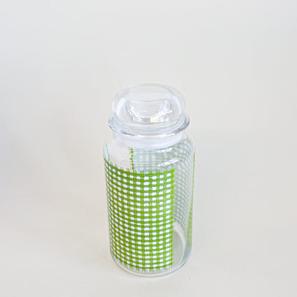 Large green checkered jar