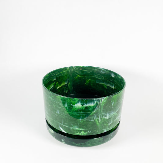 Large plastic marbled green planter